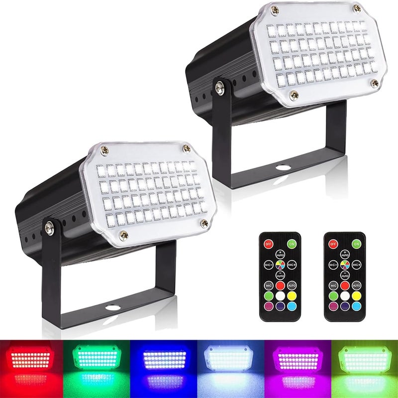 JLPOW ضوء ستروب هالوين مع جهاز تحكم عن بعد، أضواء ستروب LED صغيرة تعمل بالصوت، 48 LED RGB فائقة السطوع، إضاءة مسرح بالتحكم عن بعد، الأفضل لحفلات المنزل وعروض الدي جي ونوادي الديسكو والرقص (عبوة من 2) - Image 1